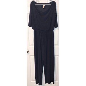 Women's Emma & Michele Navy Blue Cowl Scoop Neck Jumpsuit (Size Large)
